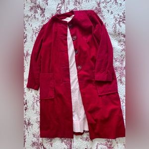 Vintage Red Corduroy Duster Jacket
